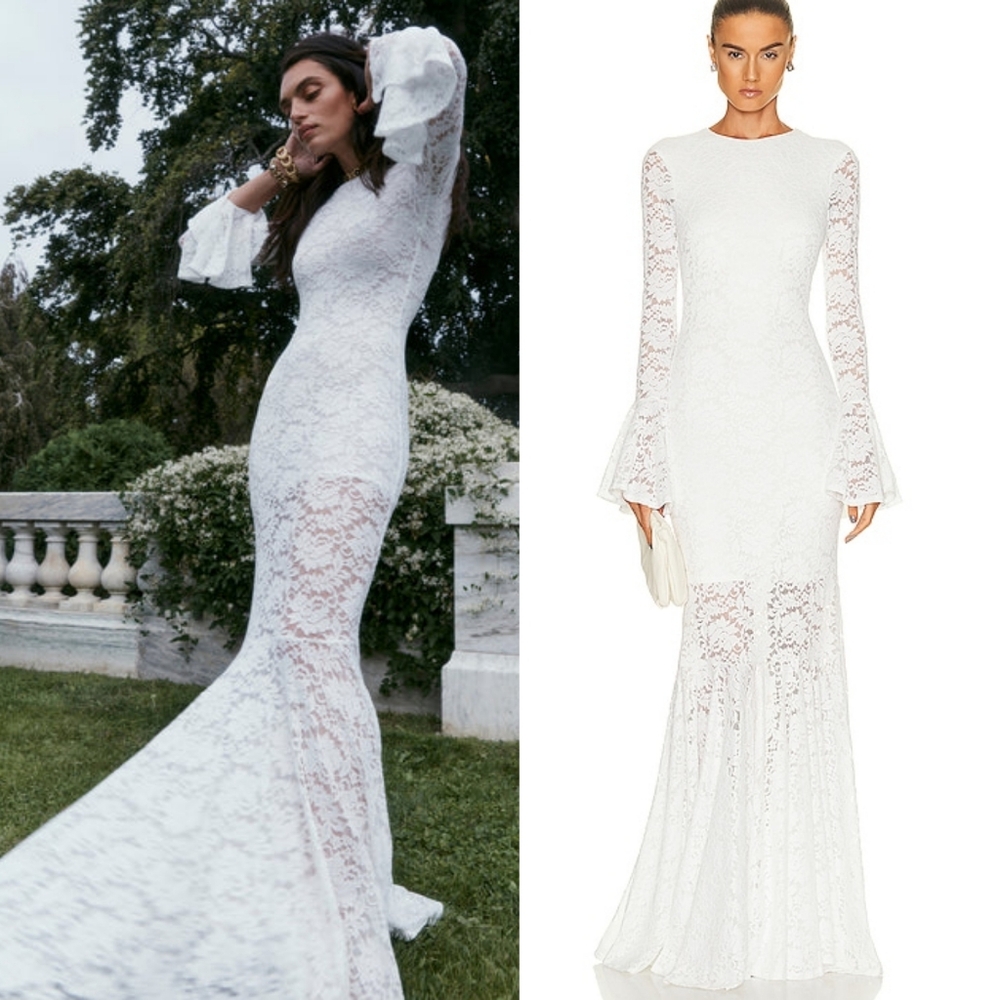 Caroline Constas White Lace Maxi Dress
